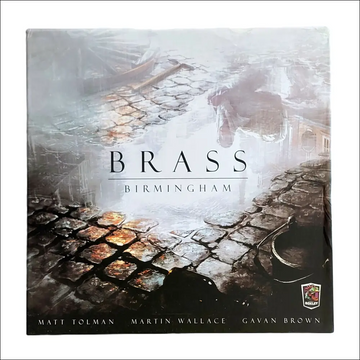 Brass Birmingham board game box featuring its title and artistic design.