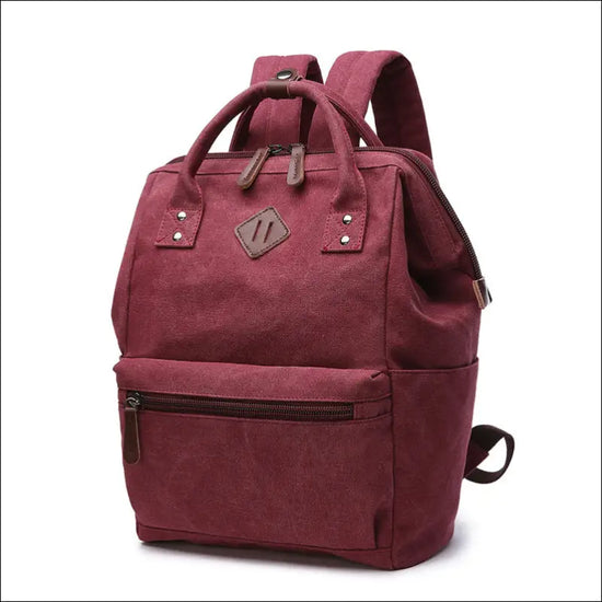 Canvas Backpack – Jujube Red | Everyday Travel Bag - Large - Ryggsäckar