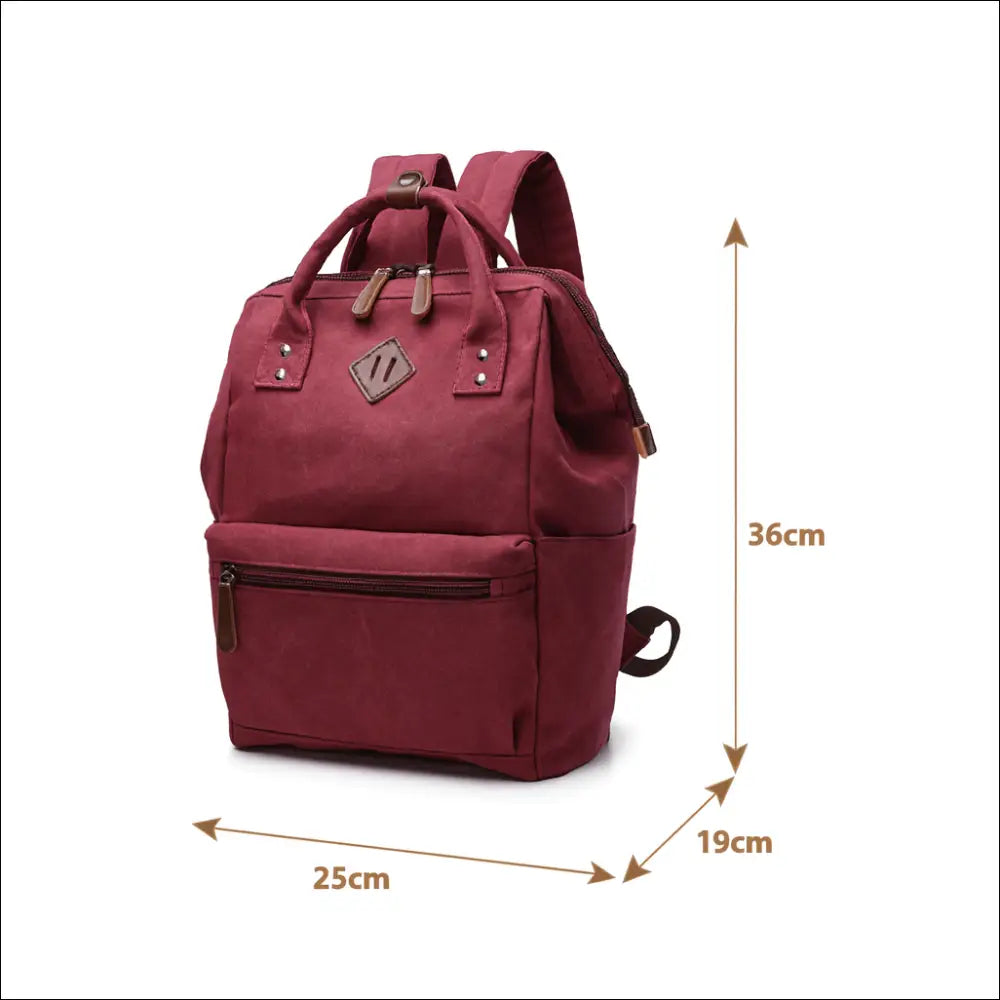 Canvas Backpack – Jujube Red | Everyday Travel Bag - Large - Ryggsäckar