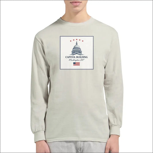 Capitol Byggnad Klassisk Unisex Longsleeve T-shirt - Ash / S - Print Material