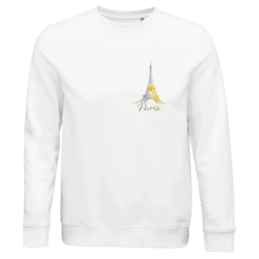 Modern Paris Minimal Graphics Sweatshirt med Eiffel Tower graphic i vit färg.