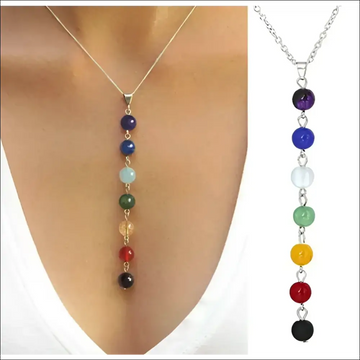 Chakra halsband med natursten och balanserande hänge - Sju färger - Kedjehalsband