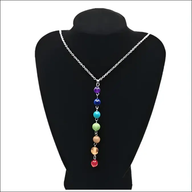 Chakra halsband med natursten och balanserande hänge - Sju färger - Kedjehalsband