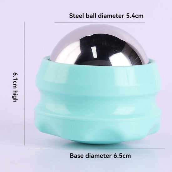 Cryoterapi iskula – massage roller för kyla och återhämtning, med stålboll och mått.