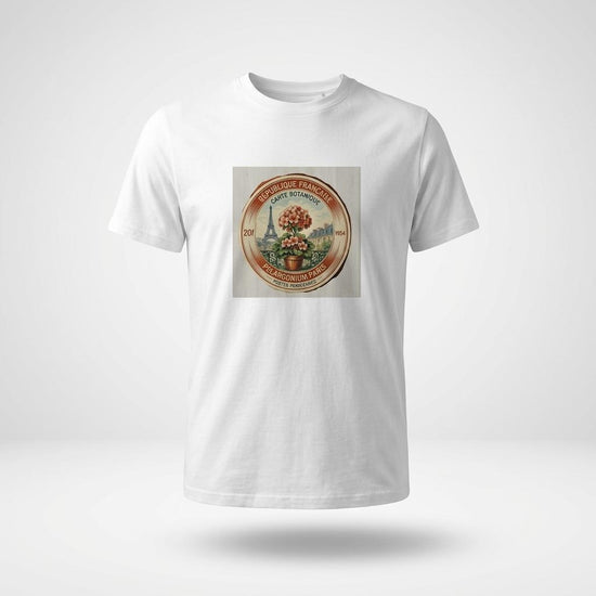 Vintage Paris Floral Sigil på organisk unisex t-shirt med botaniskt mönster.