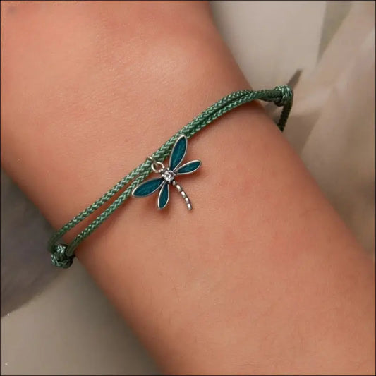 Dragonfly Pendant String Armband – Med Stiliserad Trollslända - SCB237 / 925 Silver