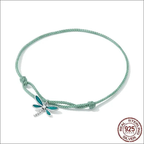 Dragonfly Pendant String Armband – Med Stiliserad Trollslända - SCB237 / 925 Silver