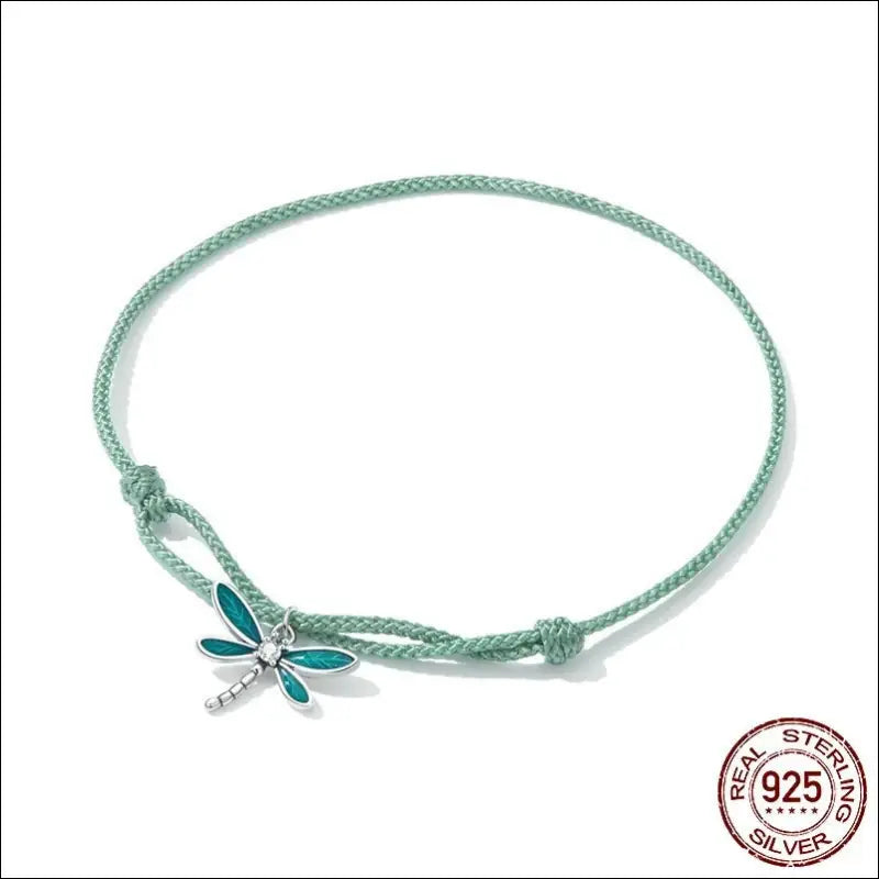 Dragonfly Pendant String Armband – Med Stiliserad Trollslända - SCB237 / 925 Silver