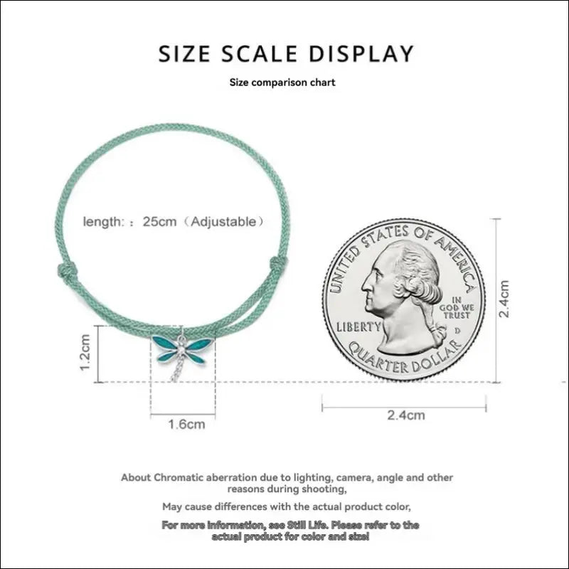 Dragonfly Pendant String Armband – Med Stiliserad Trollslända - SCB237 / 925 Silver