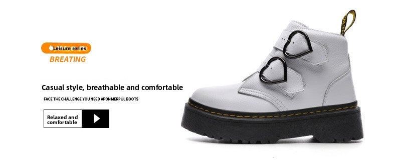 Dr Martens Dam Stövletter – Vita Chunky Plattform Devon Heart