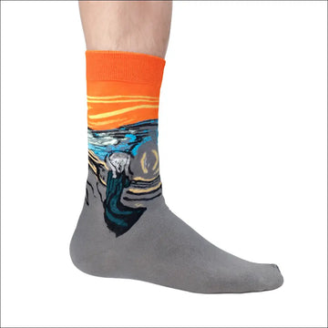 E Munch Expressionism Oil Painting Tube Socks | Art Unisex One Size - Beige/orange / size - Strumpor