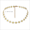 Elegant Chokerhalsband med Vita Blommor och Margeriter - Vit / 40 gr