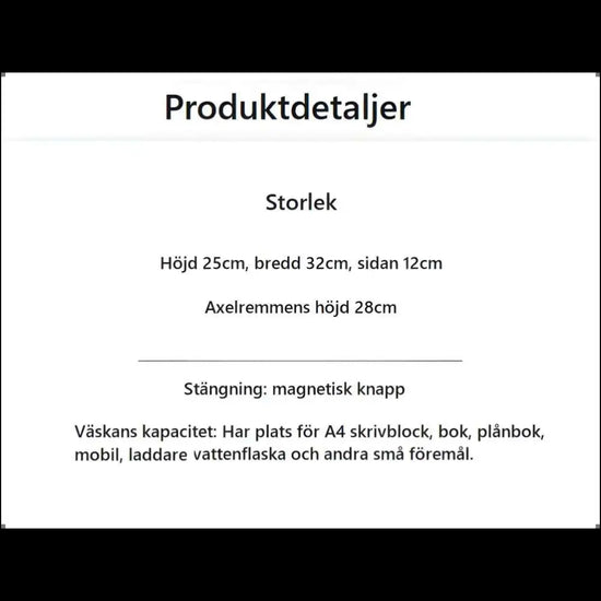 Snygg Axelväska i Konstläder för Studentliv och Kontor