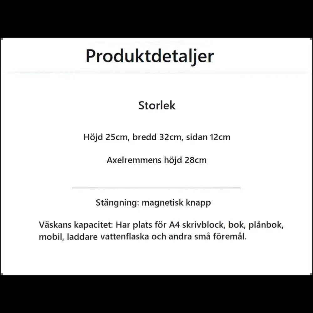 Snygg Axelväska i Konstläder för Studentliv och Kontor