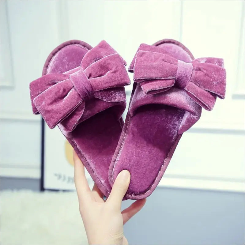 Eleganta spa-tofflor med dekorativ rosett - Rosa / 36/37 - Tofflor