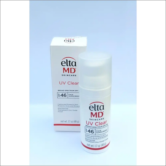 EltaMD UV Clear Broad Spectrum SPF 46 sunscreen for sensitive skin in 48g packaging.