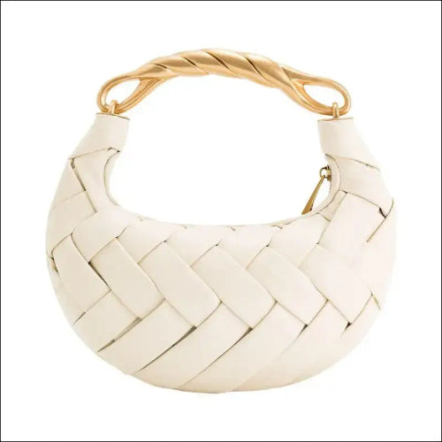 Exklusiv Vävd Clutch Väska i Läder 23x3x20cm - Krämvit / 23*3*20cm / 500 gr - mutual