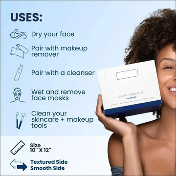 Disposable Face Wash Towels – Soft Cotton Dry Wipes for Cleansing - 25.5*30Cm / 50 P/Box (Imported Film Plastic