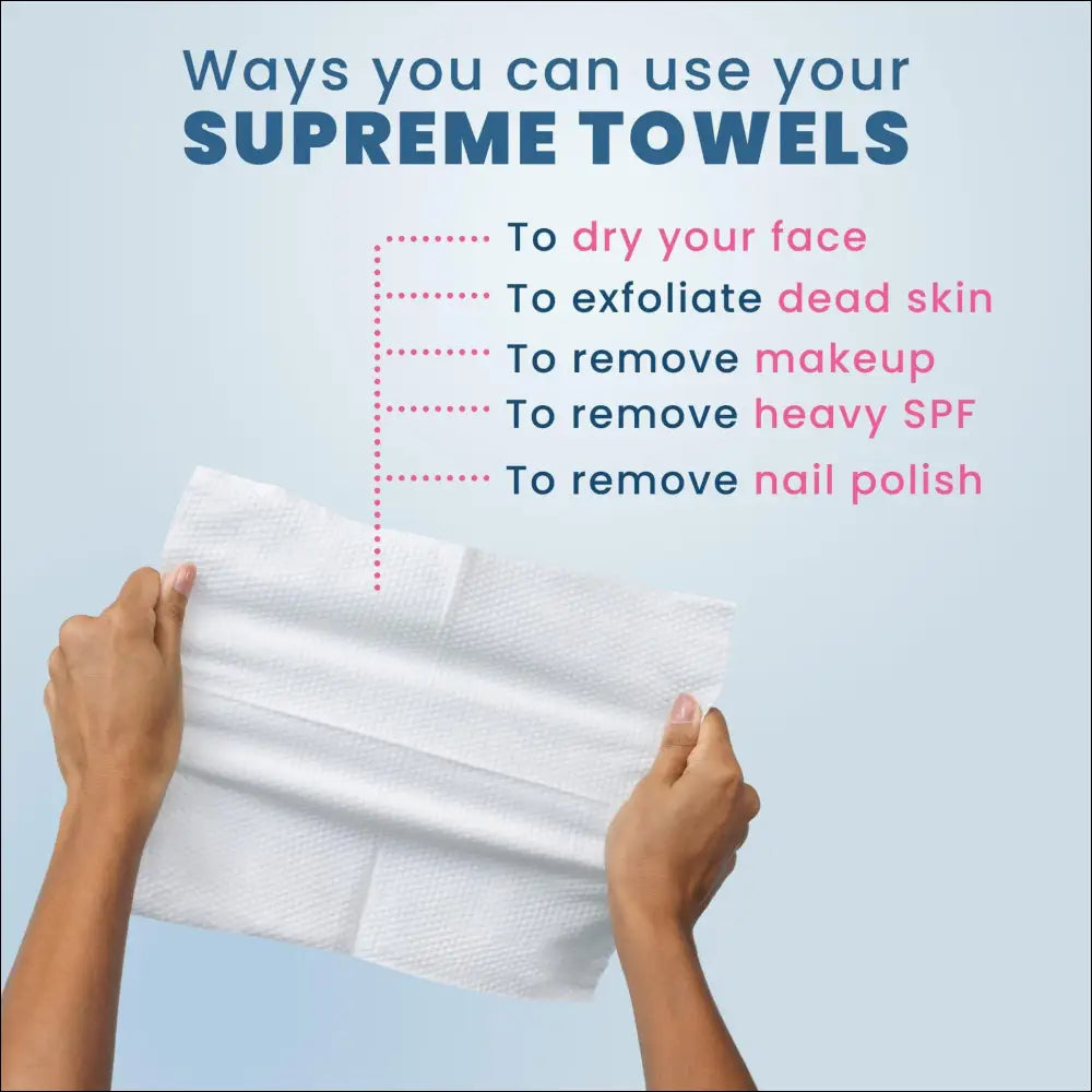 Disposable Face Wash Towels – Soft Cotton Dry Wipes for Cleansing - 25.5*30Cm / 50 P/Box (Imported Film Plastic