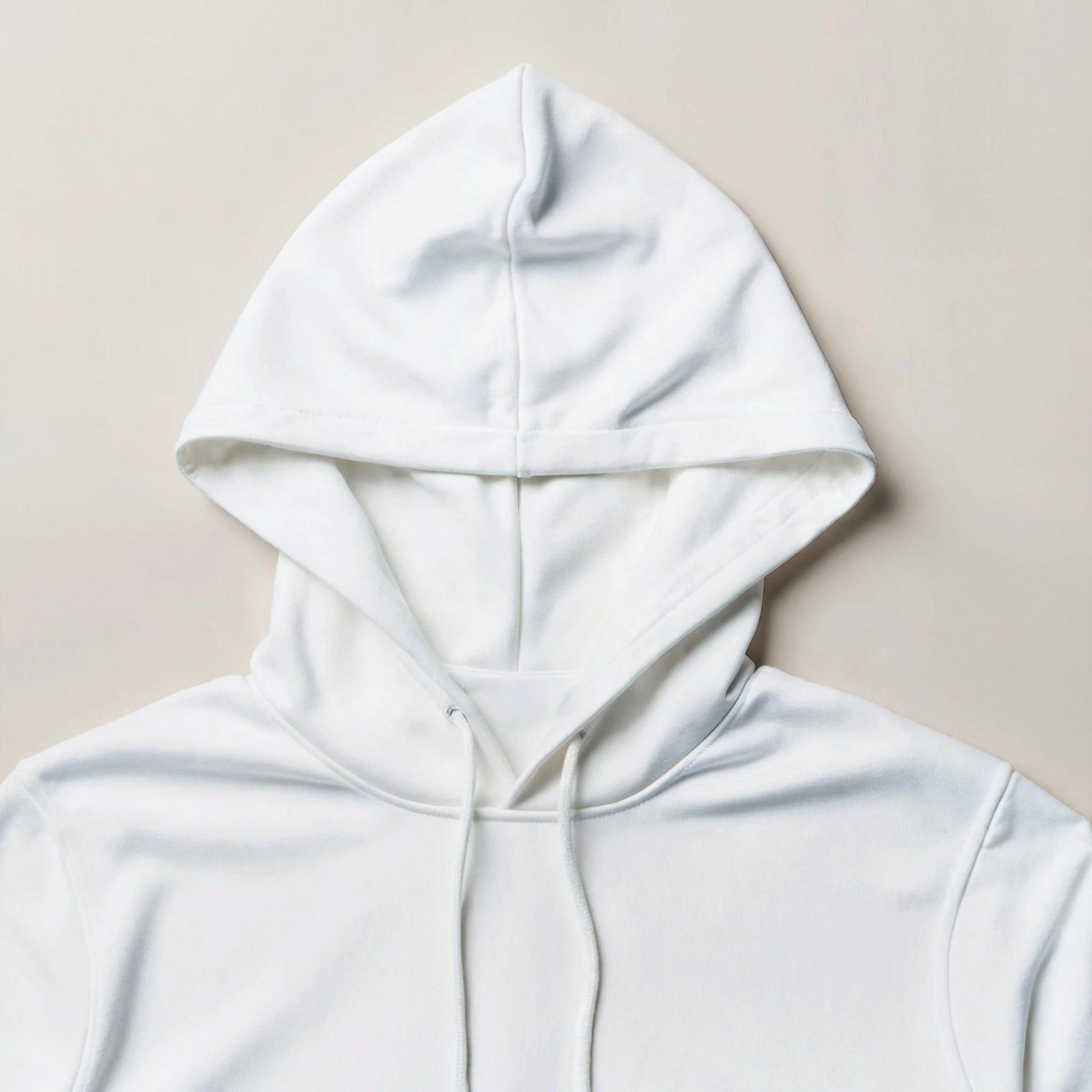 Mjuk Hoodie med Katter och Du Jag Text, vit hoodie med luva framifrån.