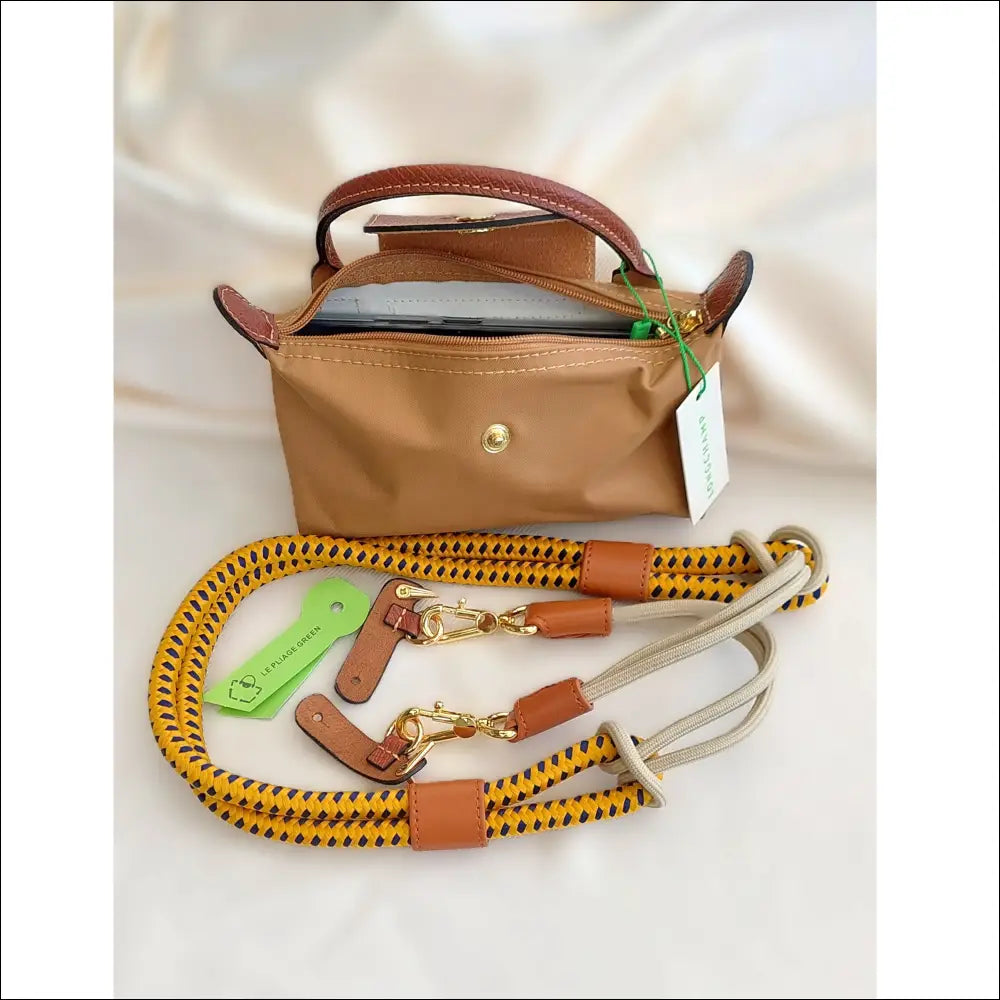 Dubbel Flätad Crossbody Rem till Longchamp Mini Bag Moss green 100cm mutual