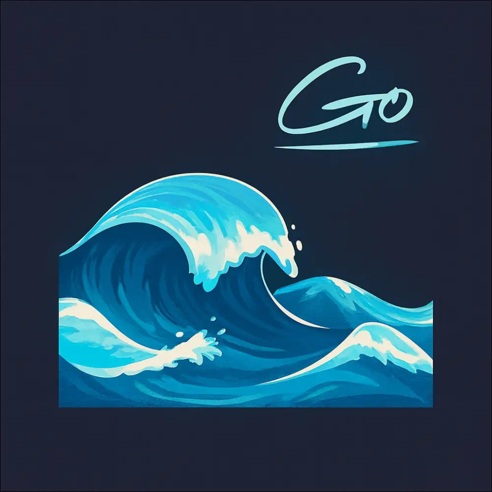 Go T‑Shirt – Grafisk vågdesign med kraft och rörelse - Print Material