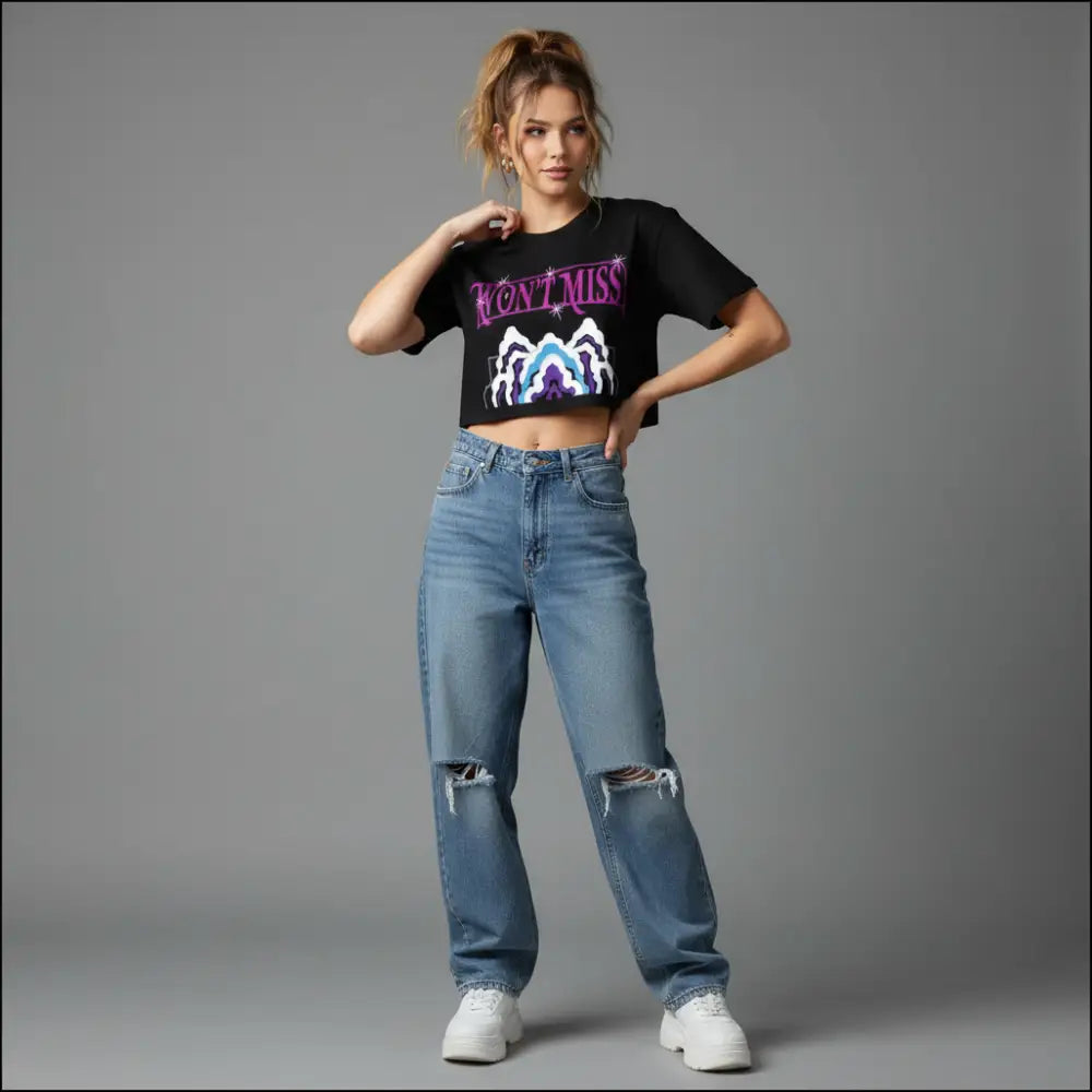 Graphic Crop Top Streetwear ‘Won’t Miss’ Design Tee – Aesthetic Y2K Style - T-shirt