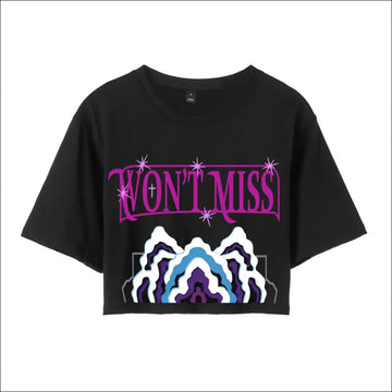 Graphic Crop Top Streetwear ‘Won’t Miss’ Design Tee – Aesthetic Y2K Style - Black / Xs - T-shirt