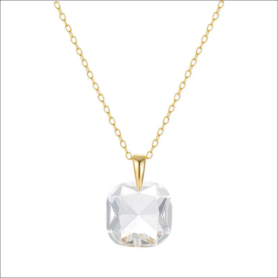 Guldfärgad Silverhalsband med Klar Kristall - Guld-genomskinlig vit / 30 gr / 925 silver - Kedjehalsband hänge