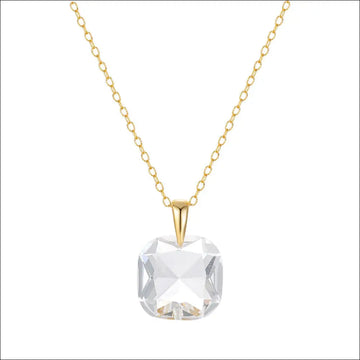 Guldfärgad Silverhalsband med Klar Kristall - Guld-genomskinlig vit / 30 gr / 925 silver - Kedjehalsband hänge