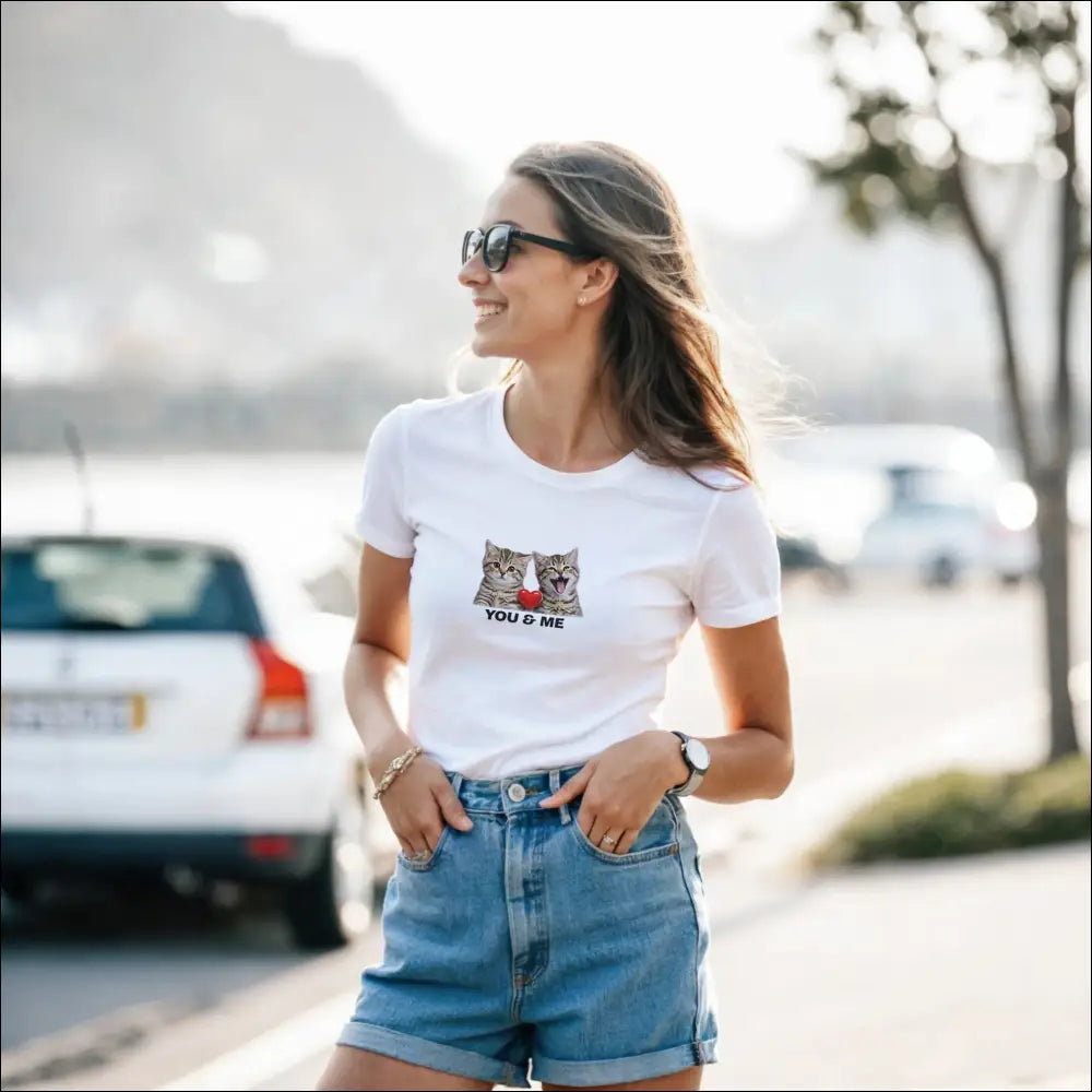 Kattdesign ’You & Me’ T-shirt för Damer - Print Material