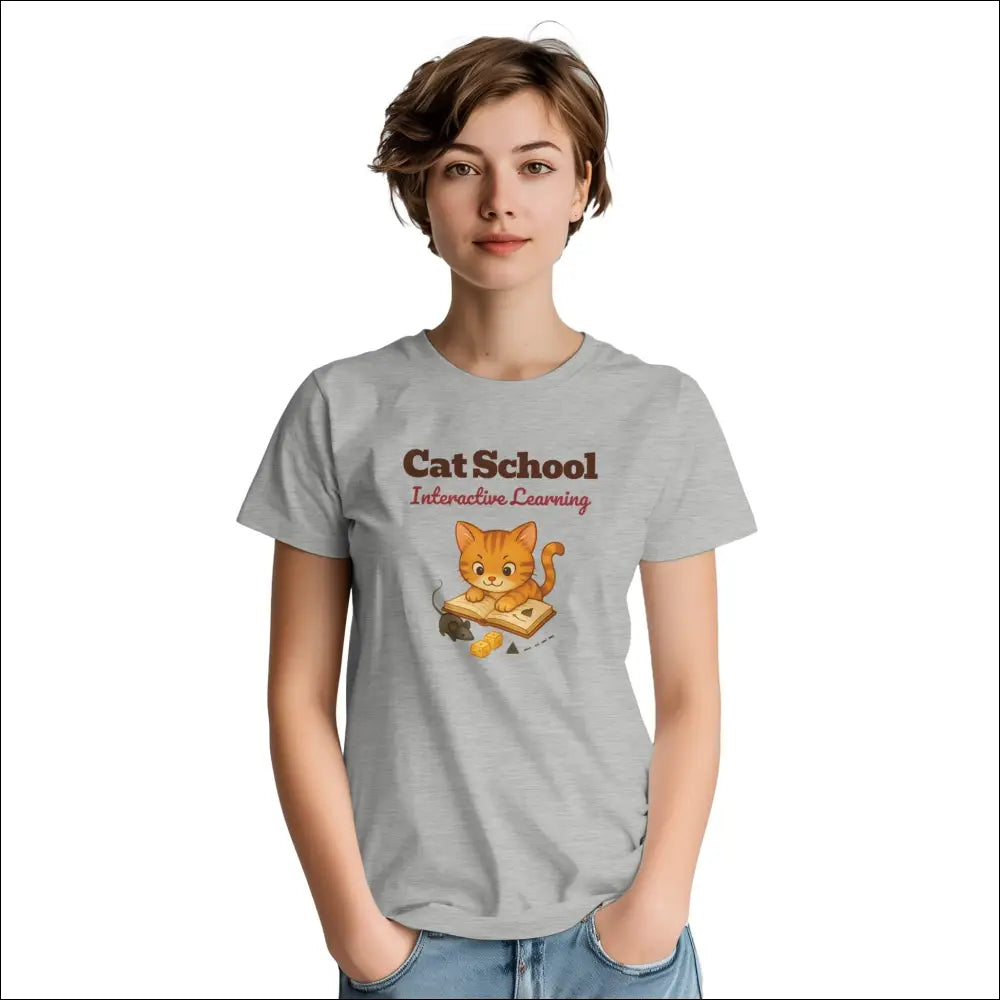 Kattunge T-shirt - Färgglad Cartoon-Design - Ash / S - Print Material