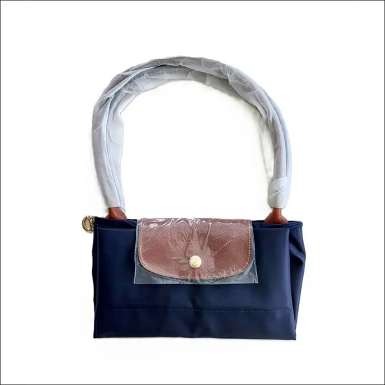 Large Longchamp Tote Pliage Original Navy Blue - Long Handle - Vikbar resväska