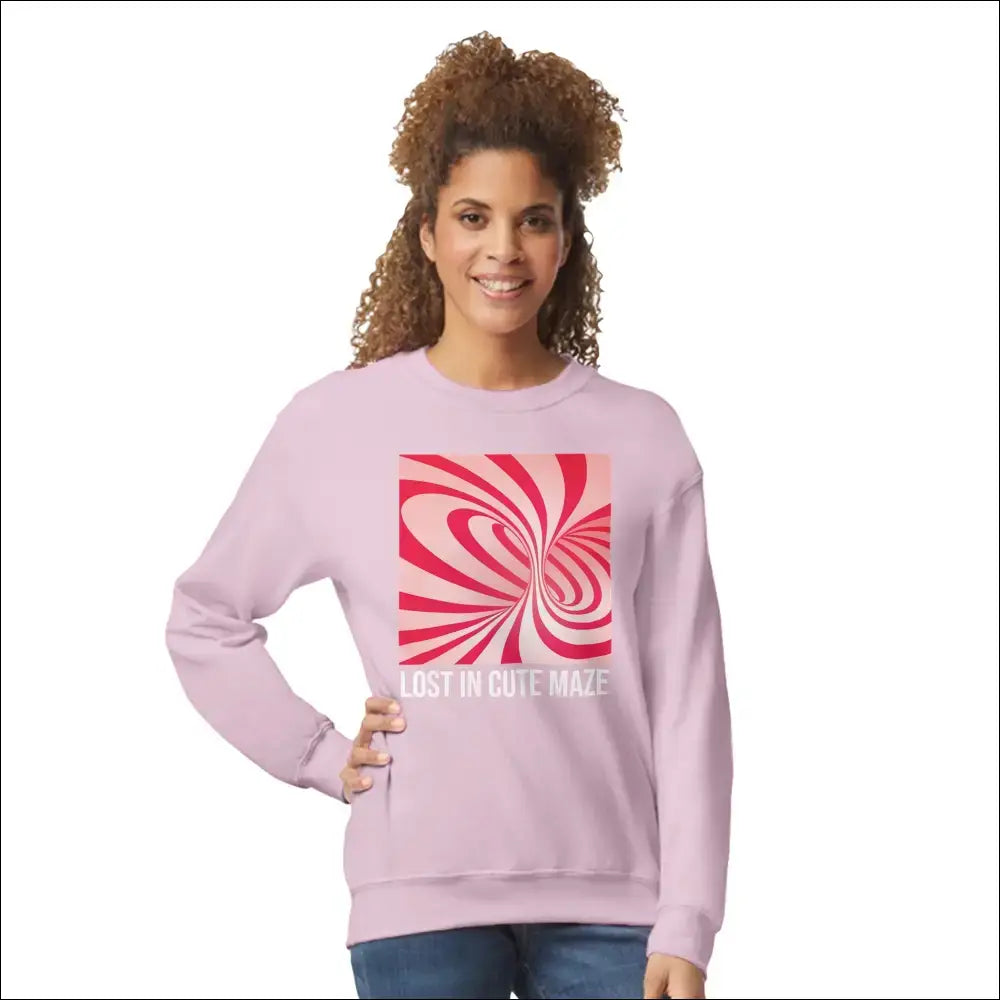 Lekfull och abstrakt sweatshirt med maze‑känsla - Ljus Rosa / S - Print Material