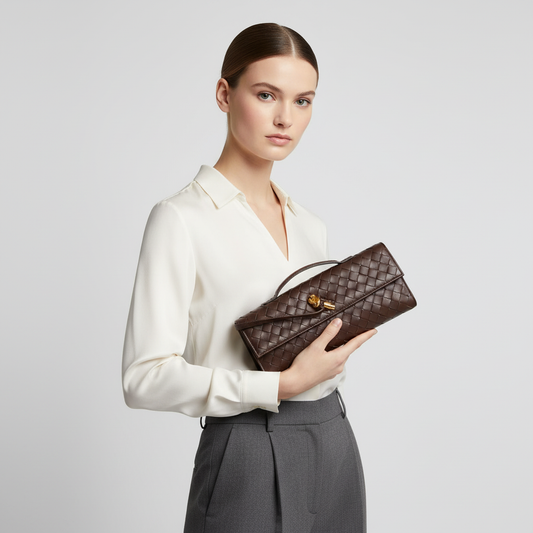 Kuvertväska Med Guldlfärgat Spänne i Läder