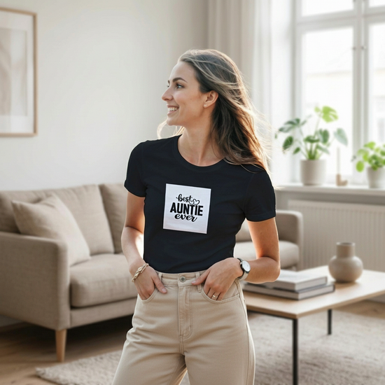 Best Auntiel ever t-shirt svart vit dam