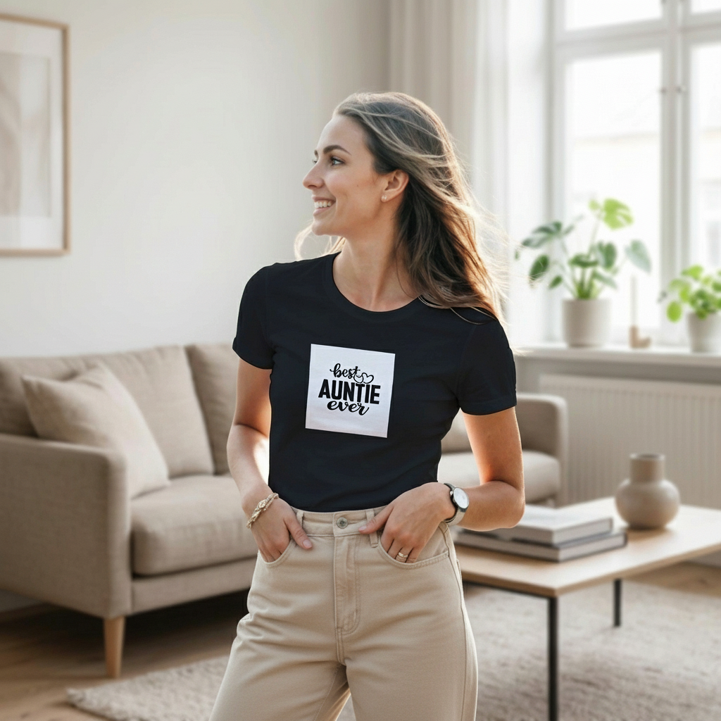 Best Auntiel ever t-shirt svart vit dam