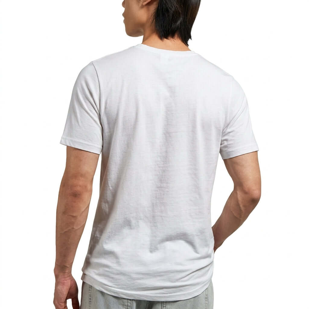 Käraste Far premium unisex t-shirt i bomull, bakvy av man som bär en vit t-shirt.
