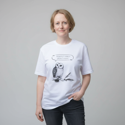 Unisex Owl T‑shirt – Handritad Uggla i Kolpennestil