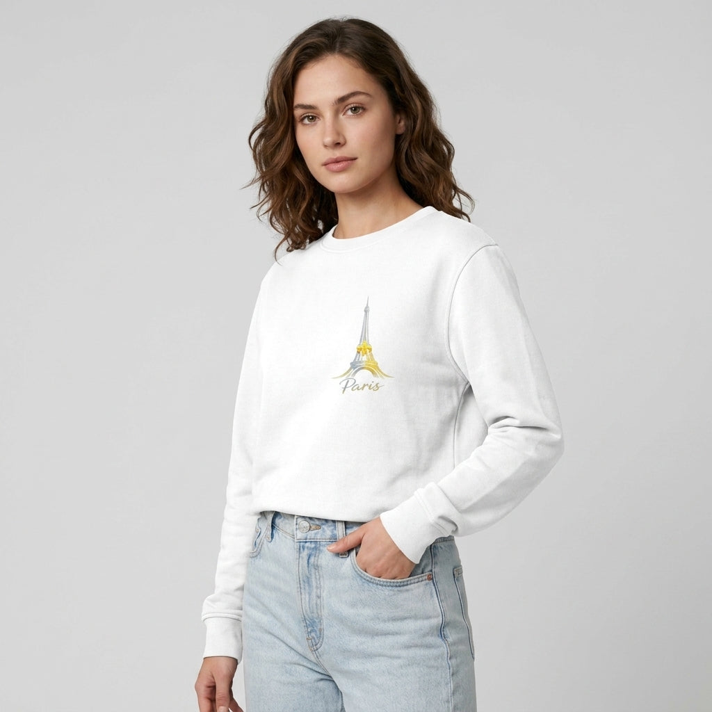 Modern Paris Minimal Graphics Sweatshirt – Eco‑Friendly Pullover with Eiffel Tower design.