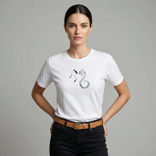 Two Cats Graphic T‑Shirt – Timeless Minimalist Art