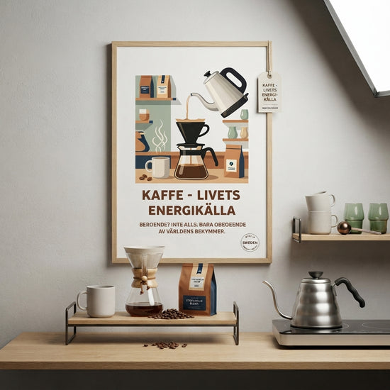  Koffein Poster är en hyllning till det vi alla vet är livets verkliga drivkraft – koffein.