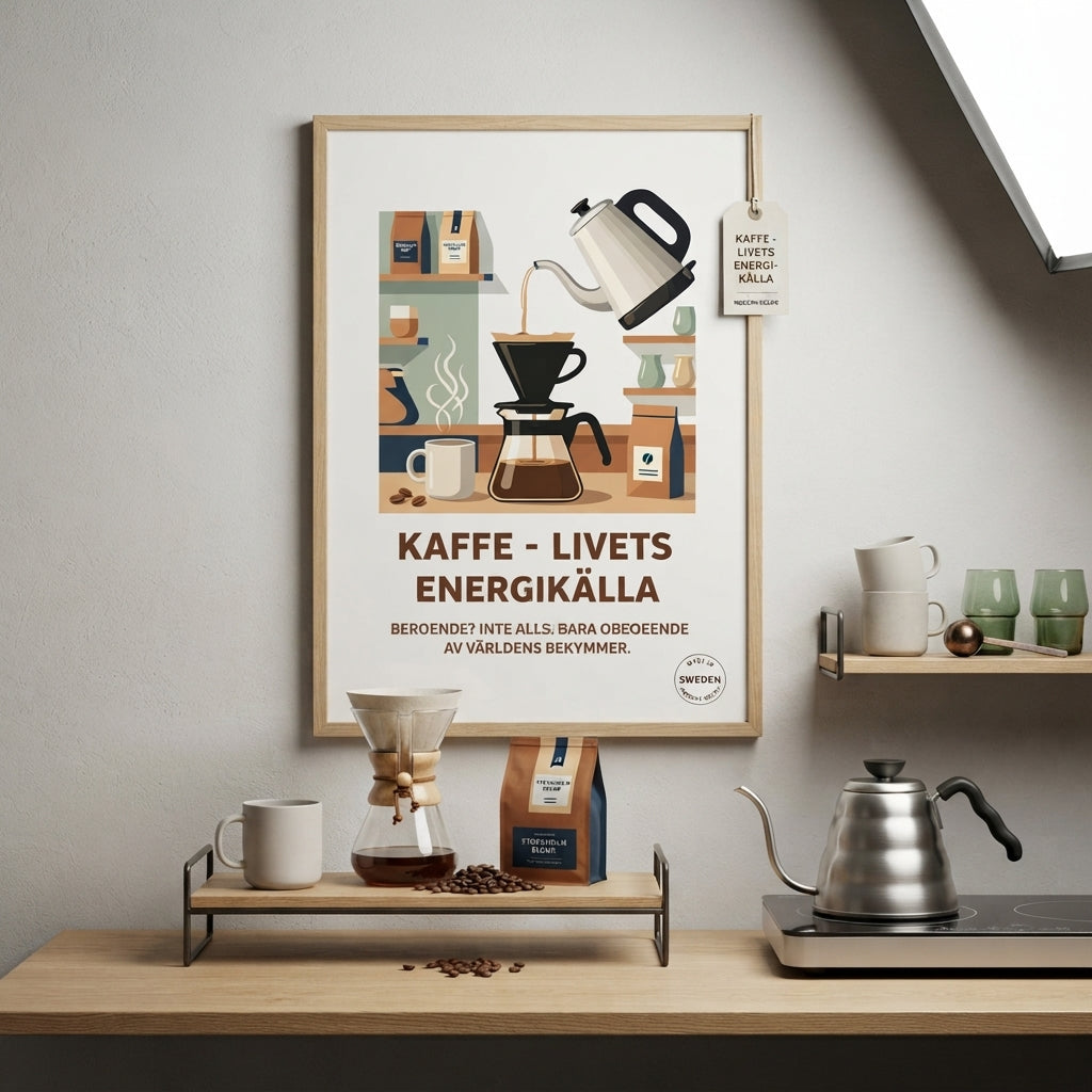  Koffein Poster är en hyllning till det vi alla vet är livets verkliga drivkraft – koffein.