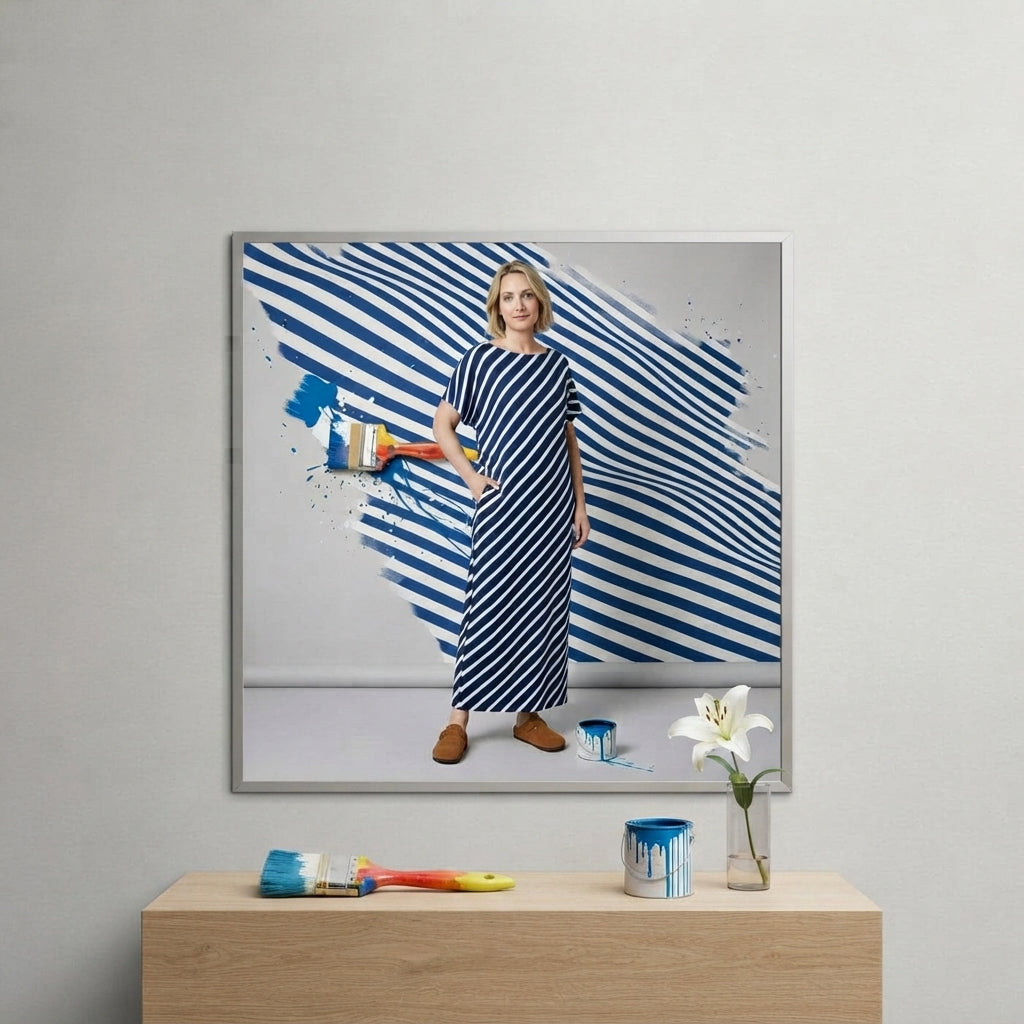 Blue Stripes Illusion – Modern Minimalist Wall Art