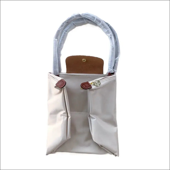 Longchamp Le Pliage L - Paper White Large Tote Bag med två fickor och läderdetaljer