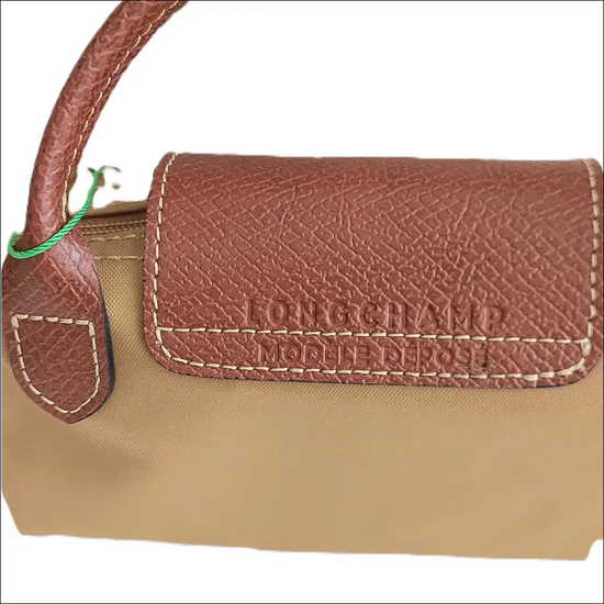 Longchamp Le Pliage Original Pochette Gul i nylon med handtag Sand / Mini single pack Design handväska