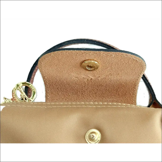 Longchamp Le Pliage Original Pochette Gul i nylon med handtag Sand / Mini single pack Design handväska