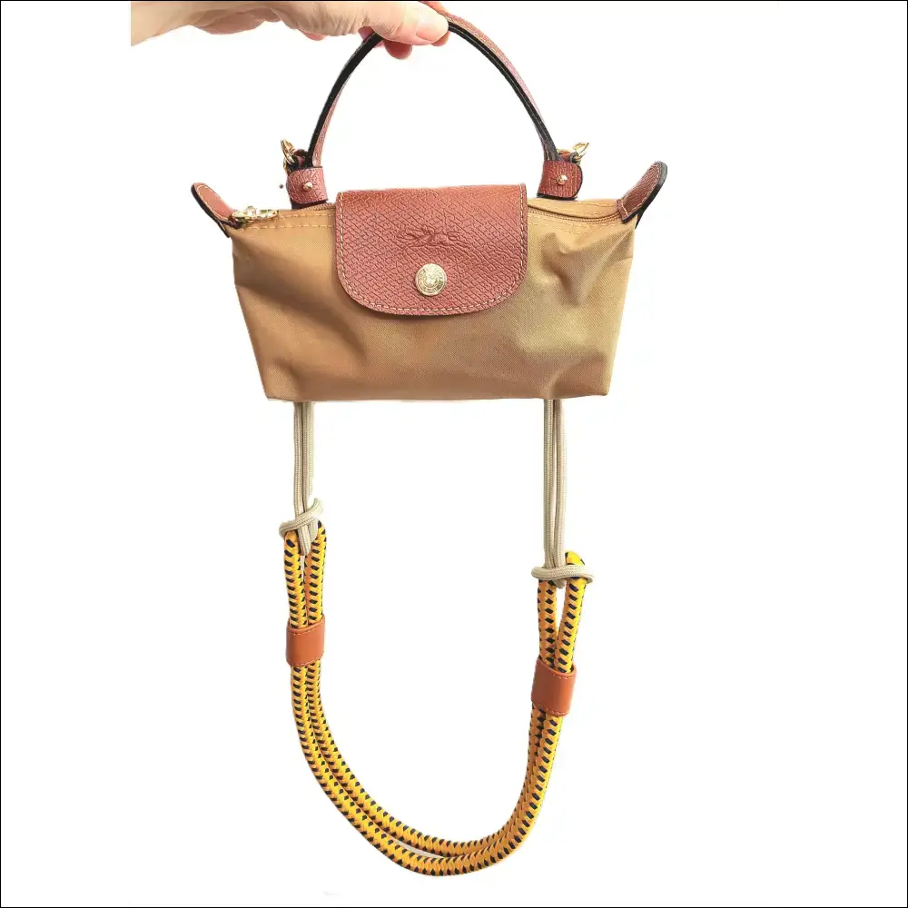 Longchamp Le Pliage Original Pochette Gul i nylon med handtag Sand / Mini single pack Design handväska