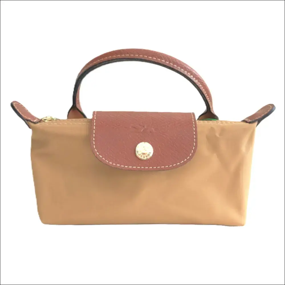 Longchamp Le Pliage Original Pochette Gul i nylon med handtag Sand / Mini single pack Design handväska