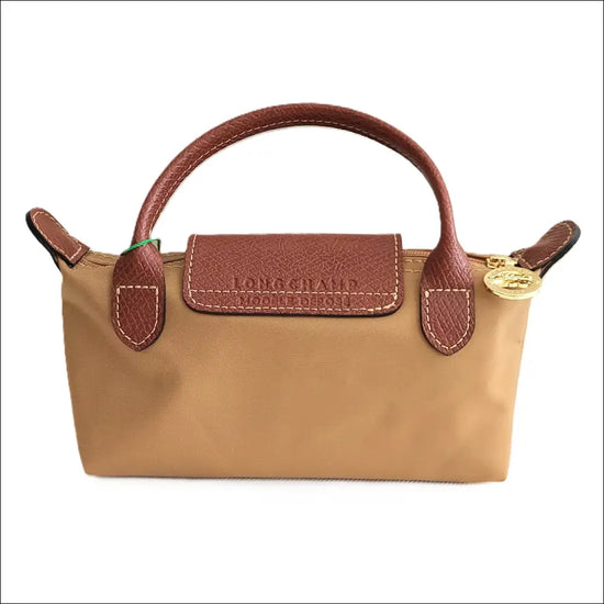 Longchamp Le Pliage Original Pochette Gul i nylon med handtag Sand / Mini single pack Design handväska
